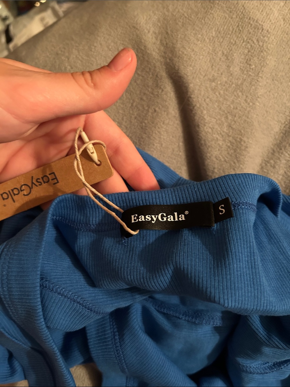 One-Shoulder Ribbed Tank Top - Blue - Picture 2 of 2